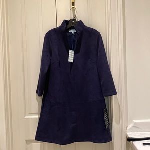 NWT Tuckernuck navy suede Clifton dress, size small